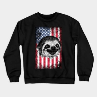 Patriotic Sloth American Flag Crewneck Sweatshirt